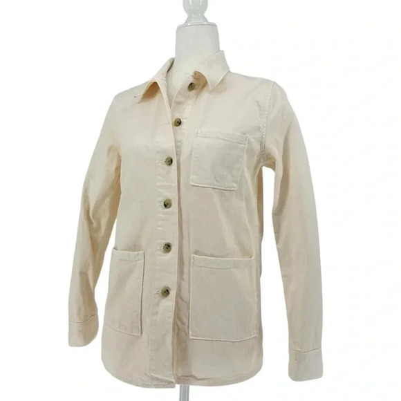 Aritzia Wilfred Free White Abigail chore coat Shacket Denim Jacket Size XS - Picture 6 of 13